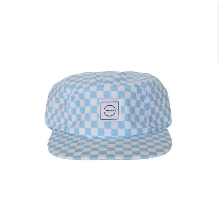 Cotton 5-panel Hat, Blue Check