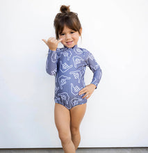 Load image into Gallery viewer, Girls Shaka Long Sleeve Zip-up Suit, Slate Gray
